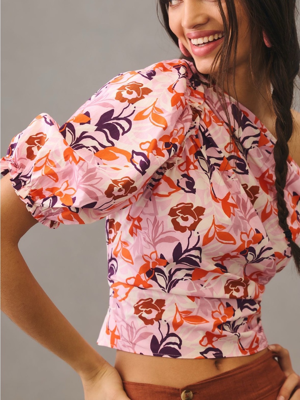 Anthropologie Maeve Floral Printed One Shoulder Blouse